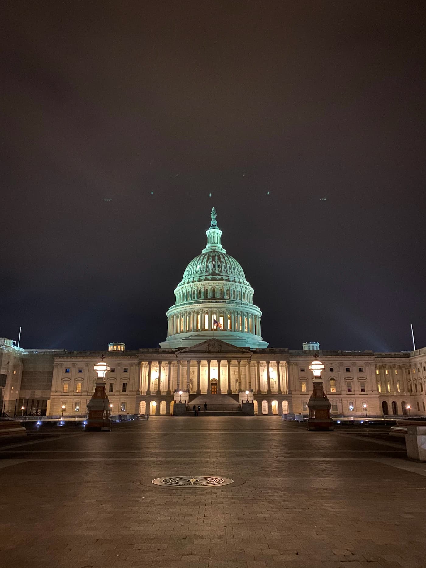 A US government building at night, the institutional context of every tax appeal.