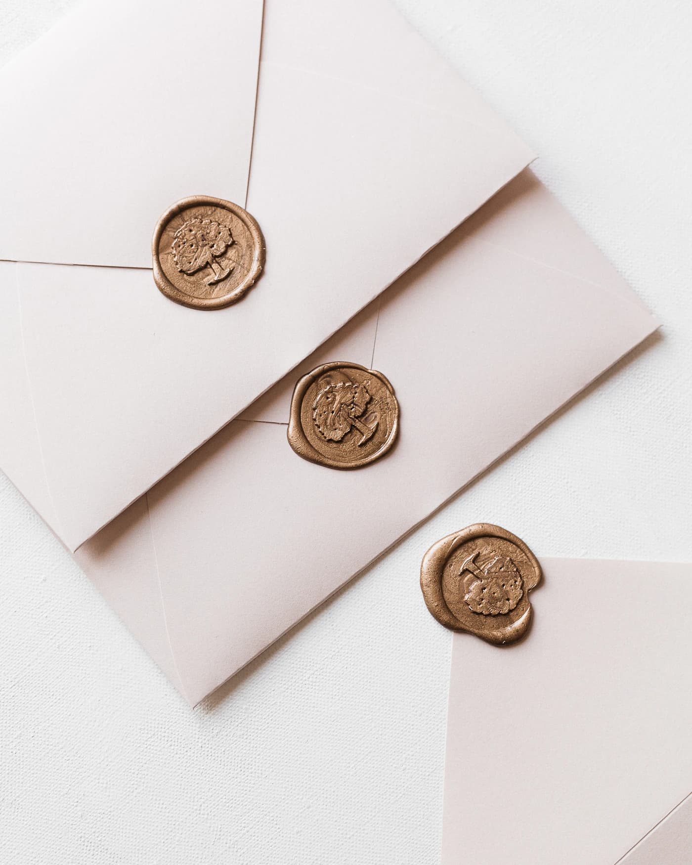 Wax seals on folded envelopes.