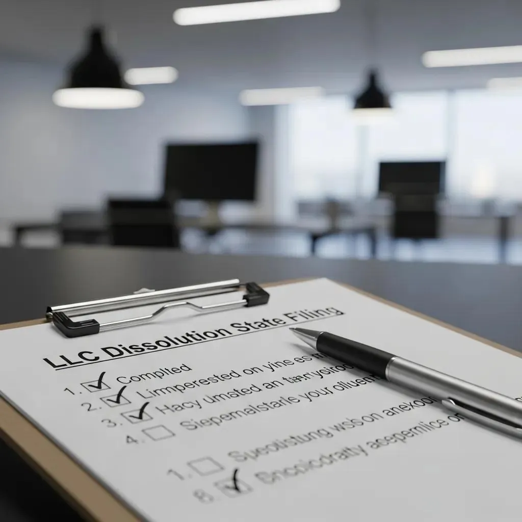 Checklist for state filing steps in LLC dissolution process