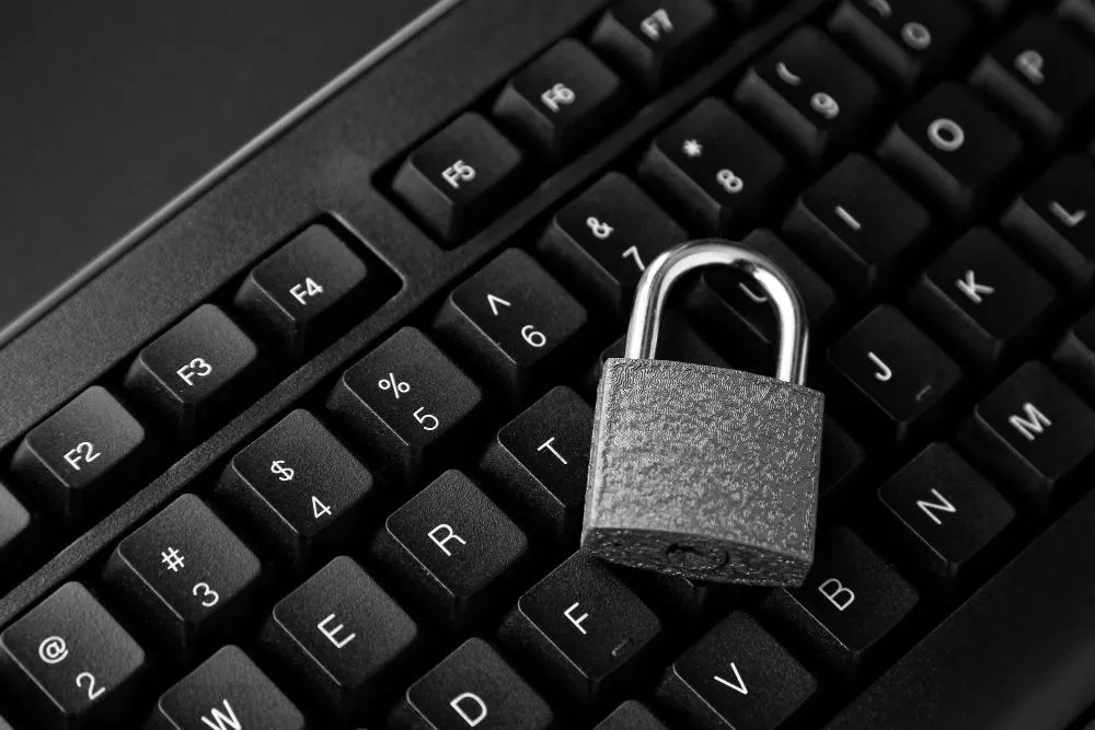 Padlock on keyboard representing enterprise data protection